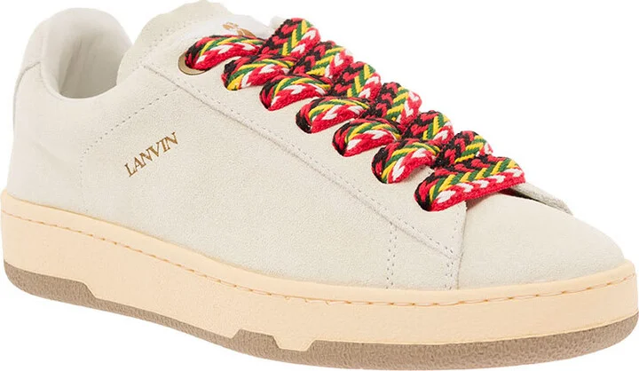 'lite Curb' White Low Top Sneakers With Oversized Multicolor Laces In Leather Woman - Image 2