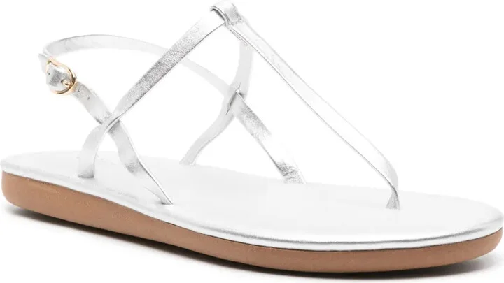 Lito logo-debossed metallic leather sandals - Image 2
