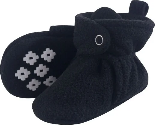 Little Treasure Baby and Toddler Cozy Fleece Booties, Black, 0-6 Months