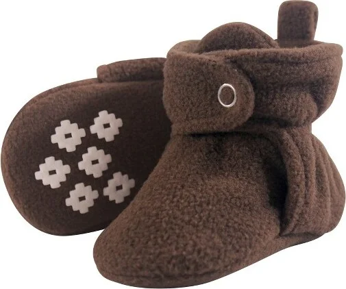 Little Treasure Baby and Toddler Cozy Fleece Booties, Brown, 6-12 Months