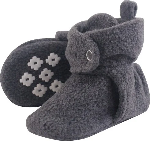 Little Treasure Baby and Toddler Cozy Fleece Booties, Heather Charcoal, 6-12 Months