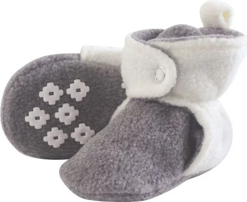Little Treasure Baby and Toddler Cozy Fleece Booties, Heather Gray Cream, 0-6 Months