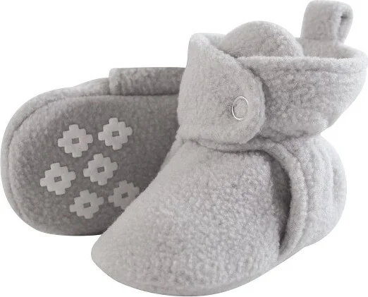 Little Treasure Baby and Toddler Cozy Fleece Booties, Light Gray, 6-12 Months