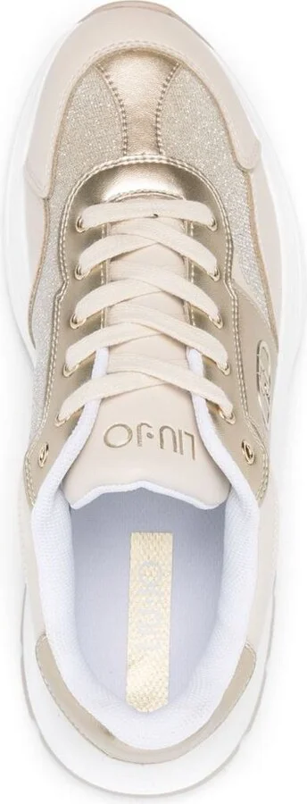 Liu Jo Beige And Gold 'Eva' Sneakers With Logo - Image 2