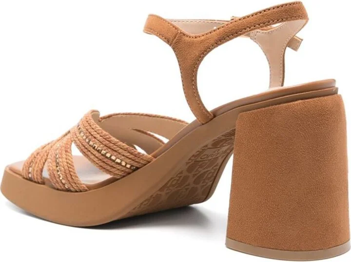 Liu Jo Caramel Brown Sandals With High Block Heel - Image 3