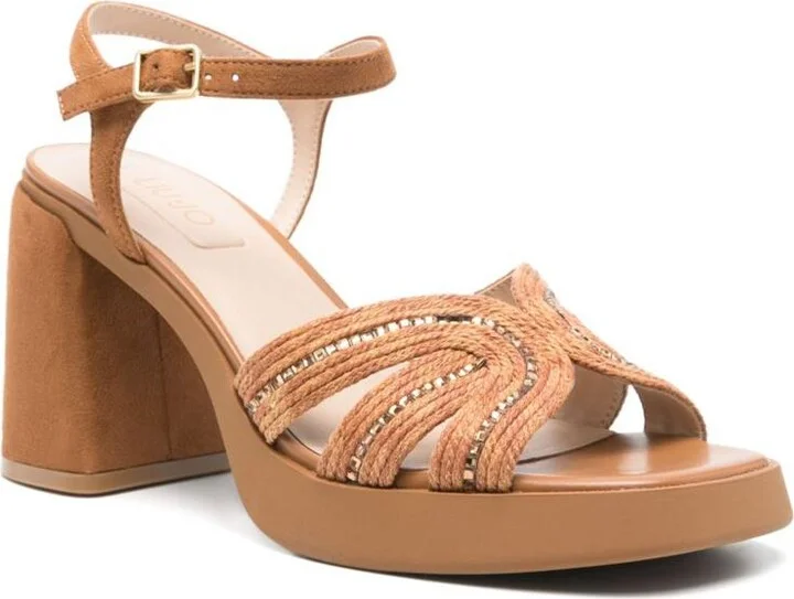 Liu Jo Caramel Brown Sandals With High Block Heel - Image 4