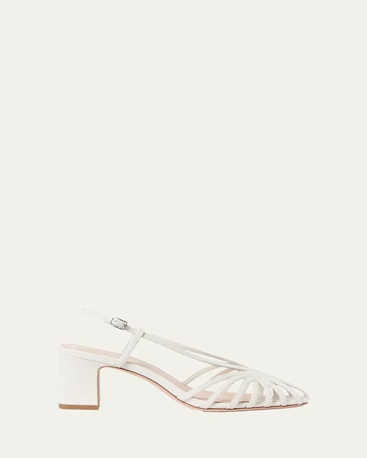 Livvy Priscilla Leather Slingback Block-Heel Sandals