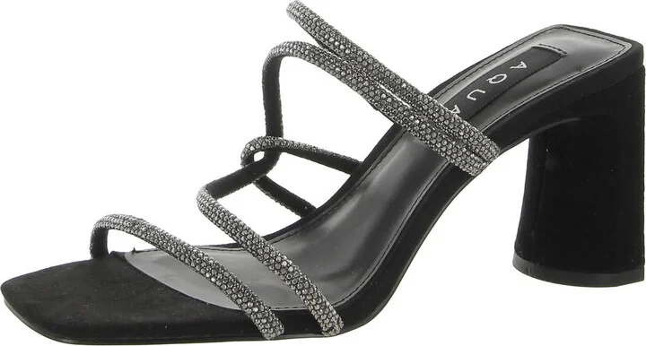 Livyr Womens Rhinestone Slip-On Heels