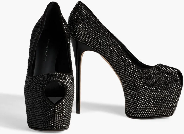 Liza crystal-embellished suede platform pumps - Image 2