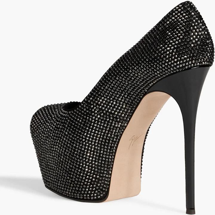 Liza crystal-embellished suede platform pumps - Image 3