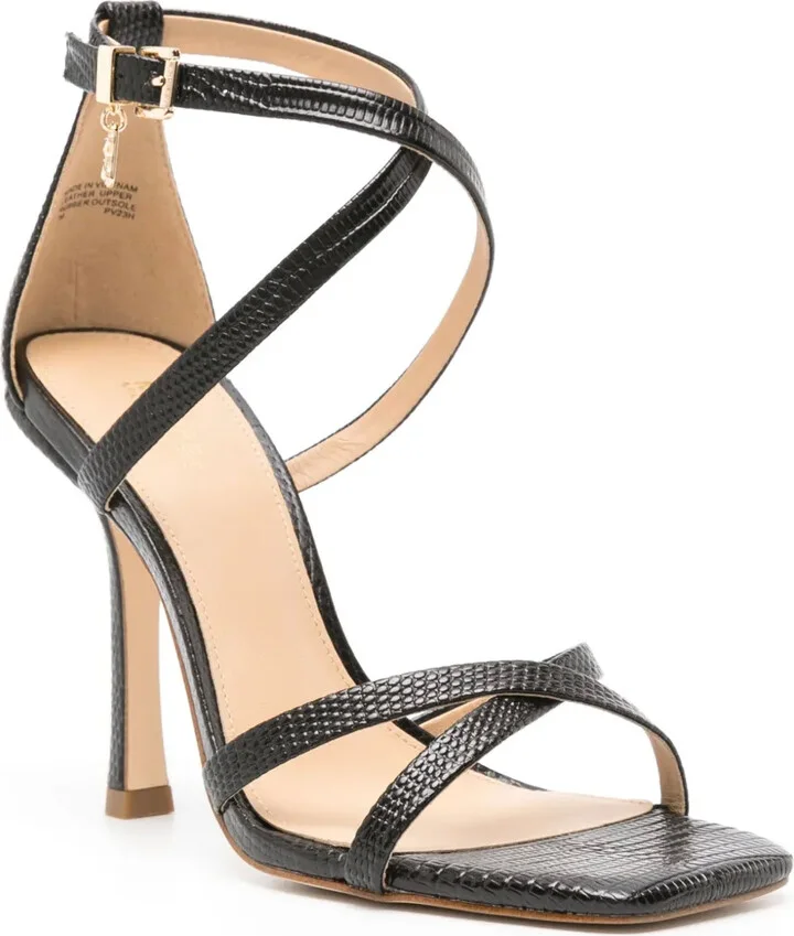 Lizard-Effect 105mm Leather Sandals - Image 2