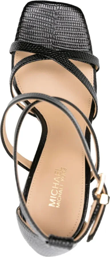 Lizard-Effect 105mm Leather Sandals - Image 4