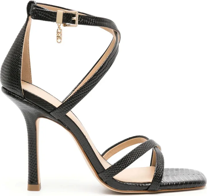 Lizard-Effect 105mm Leather Sandals