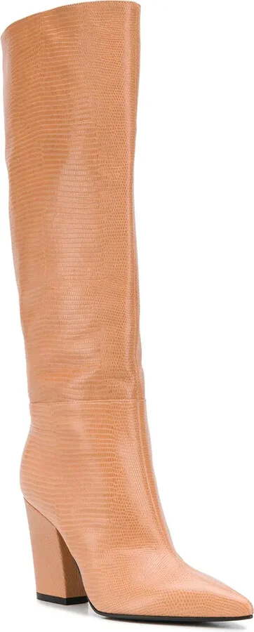 Lizard-Effect Block Heel Boots - Image 2