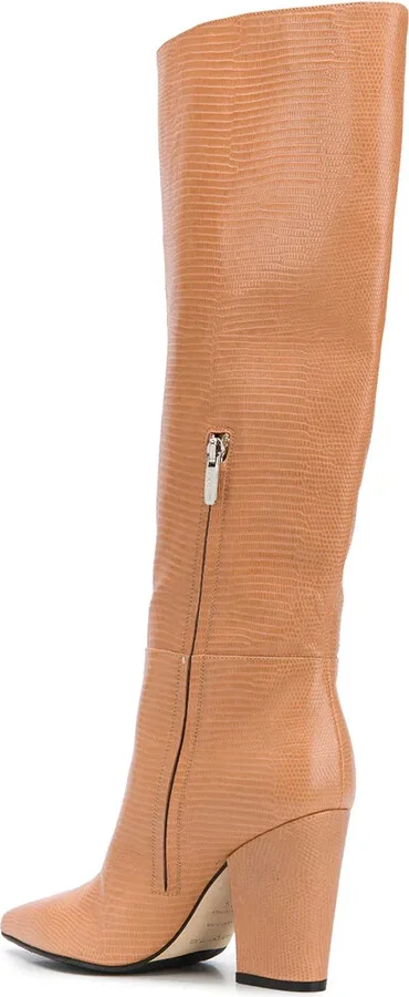 Lizard-Effect Block Heel Boots - Image 3