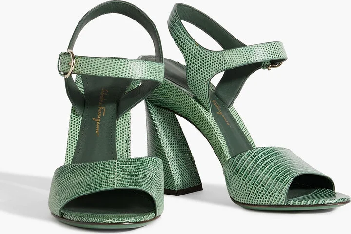 Lizard-effect leather sandals - Image 2
