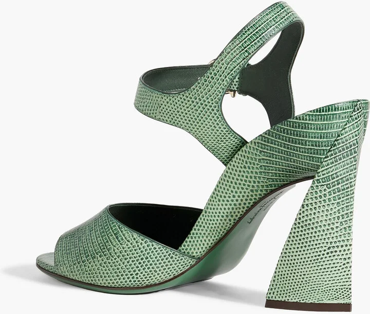 Lizard-effect leather sandals - Image 3