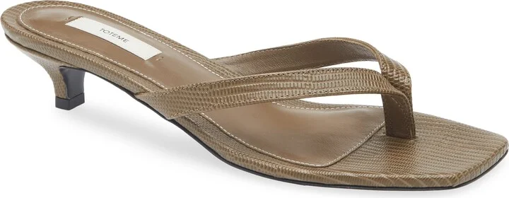 Lizard Embossed Kitten Heel Flip Flop
