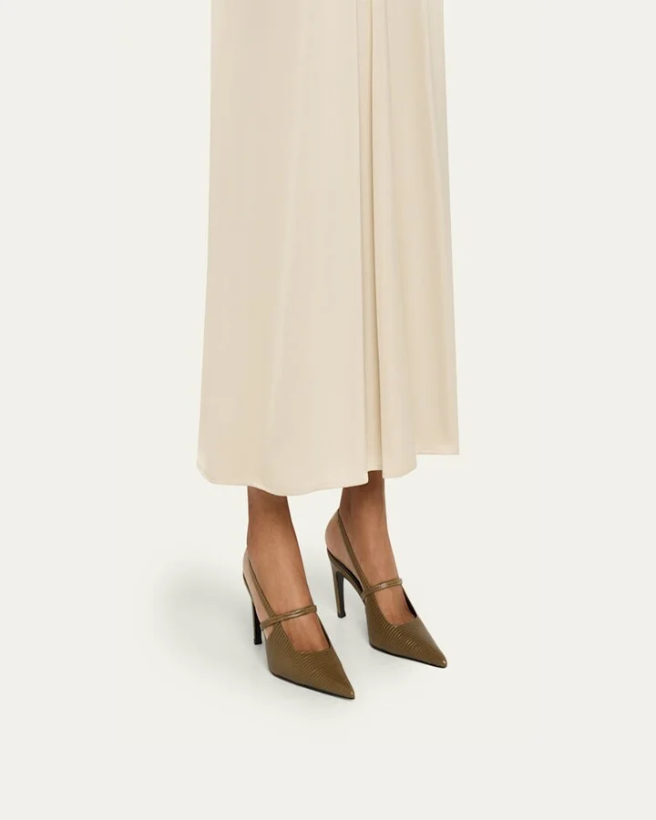 Lizard-Embossed Leather Slingback Pumps - Image 5