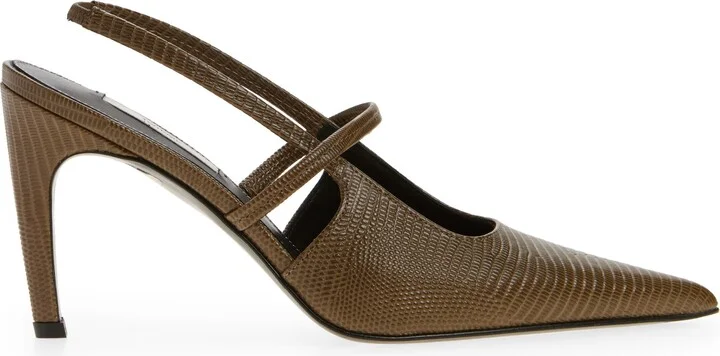 Lizard Embossed Sharp Pointed Toe Slingback Pump - Image 3