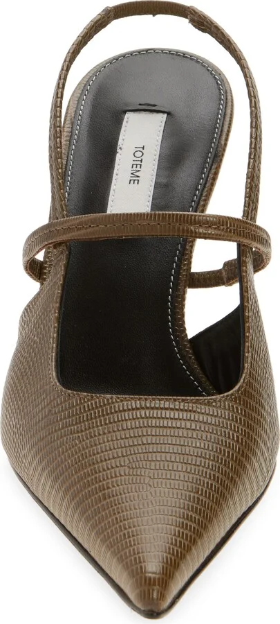 Lizard Embossed Sharp Pointed Toe Slingback Pump - Image 4