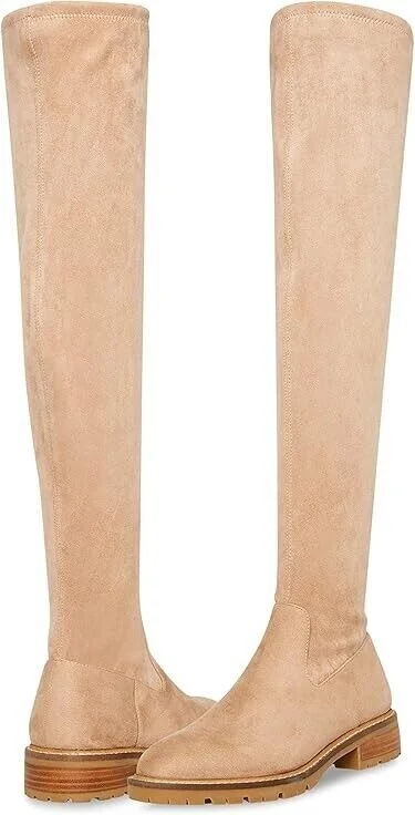 Lizbeth Boots Women's 6 Taupe Round Toe Block Heel Knee-High KHD391