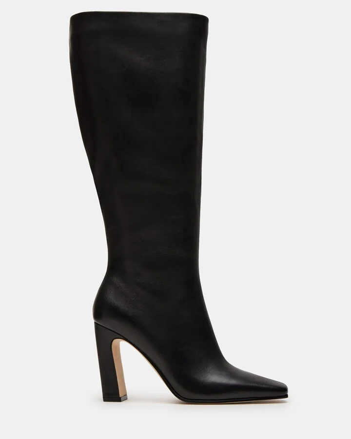 Lizette Black Leather Wide Calf