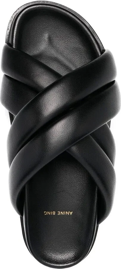 Lizzie leather cross-strap slides - Image 4