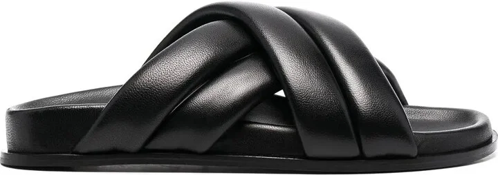 Lizzie leather cross-strap slides