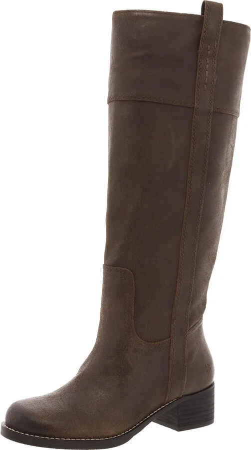 LK-HYBISCUS Womens Solid Leather Knee-High Boots