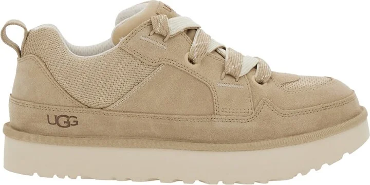 'lo Lowmel' Beige Sneakers With Mesh Inserts And Logo On The Side In Suede Man