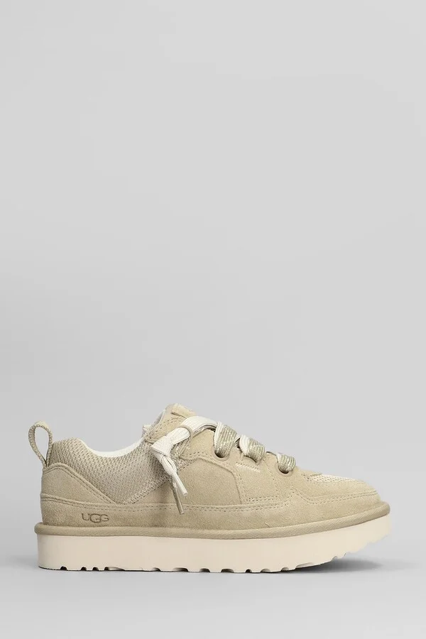 Lo Lowmel Slipper-mule In Beige Suede And Fabric