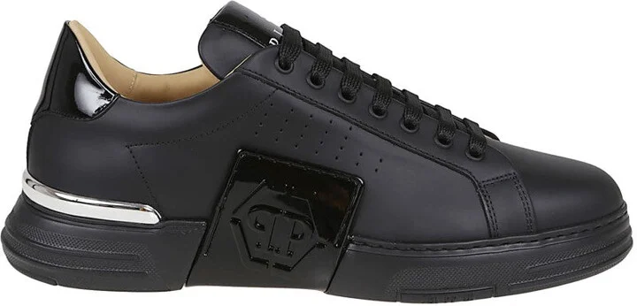 Lo-Top Calfskin Sneakers With Perforated Detailing And Embossed Logo