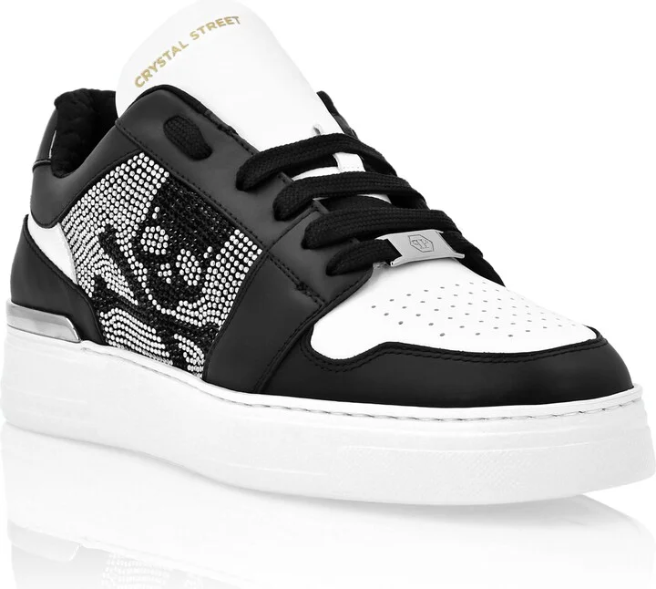 Lo-Top Crystal Leather Sneakers Skull & Bones