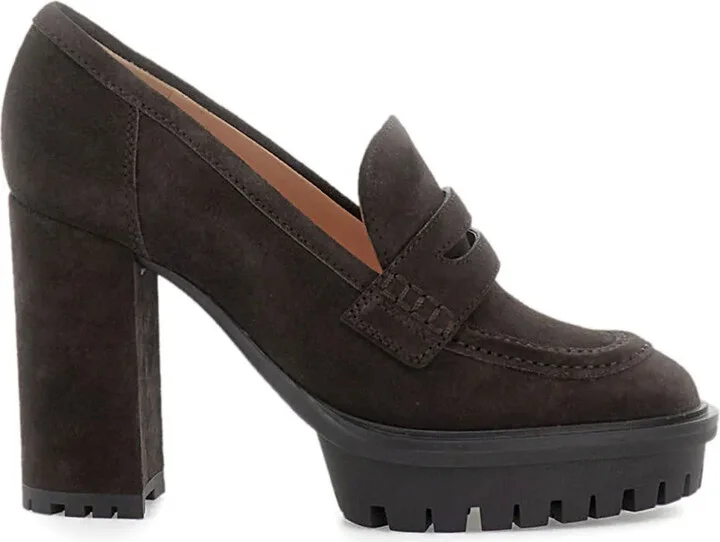 Loafer-Style Platform Heeled Pumps