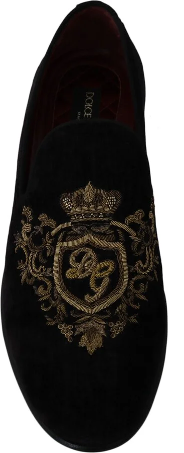 Loafers Black Velvet Gold Men's Crown - Image 3