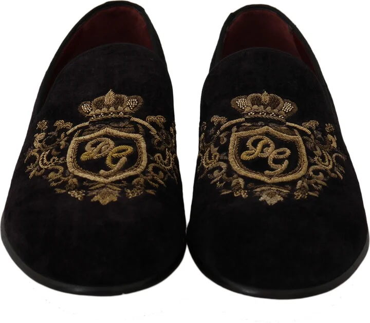 Loafers Black Velvet Gold Men's Crown - Image 4