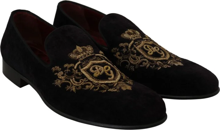 Loafers Black Velvet Gold Men's Crown - Image 5