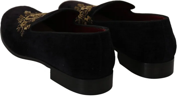 Loafers Black Velvet Gold Men's Crown - Image 6