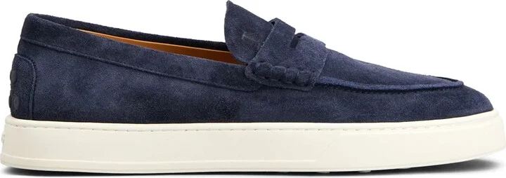 Loafers In Blue Suede Upper