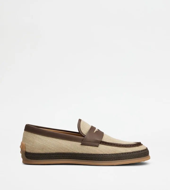 Loafers in Canvas and Leather
