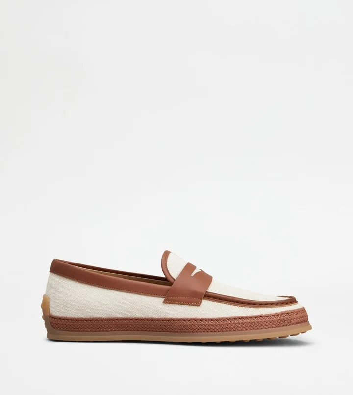 Loafers in Canvas and Leather