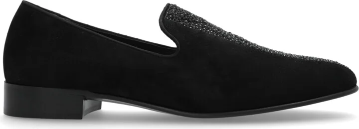 Loafers Shoes With Shimmering Crystals, , - Black