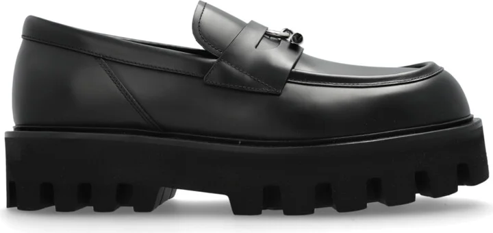 "Loafers"-style Shoes On A Platform, , - Black