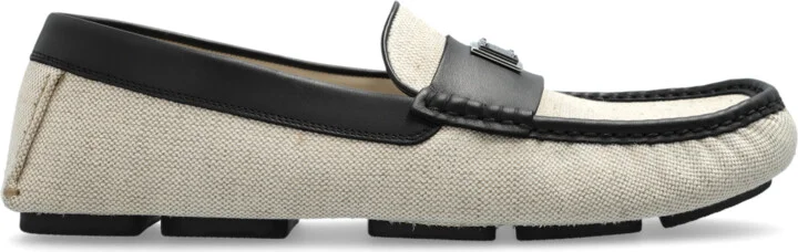 Loafers With An Appliqué Featuring An Engraved Logo, , - Cream