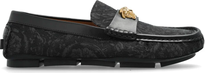Loafers With 'barocco' Pattern, , - Black