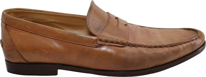 Loafers with Penny Bar in Brown Leather