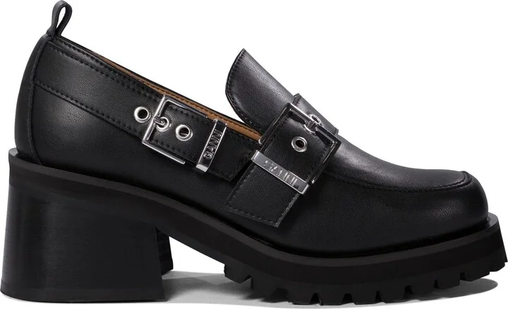 Loafers With Platform And Buckle Loafers & Slippers Black