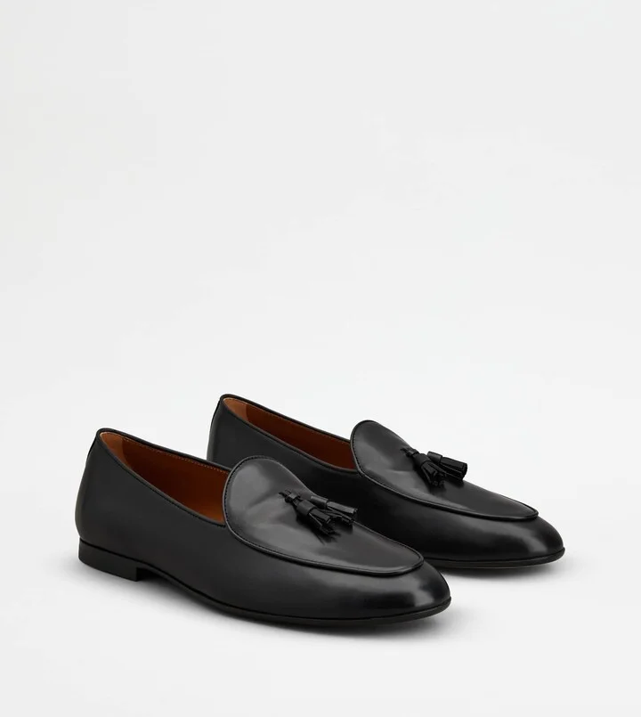 Loafers with Tassels in Leather - Image 2