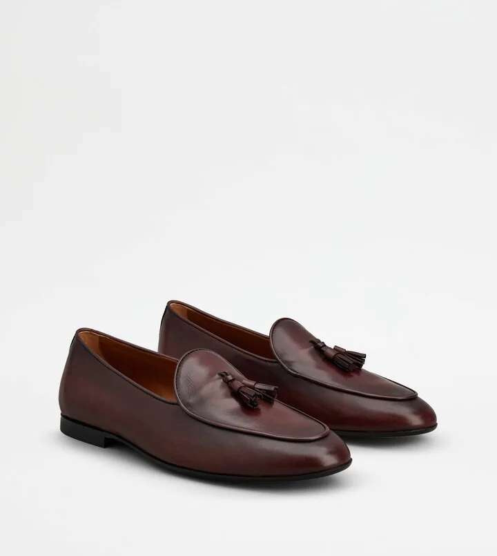 Loafers with Tassels in Leather - Image 2